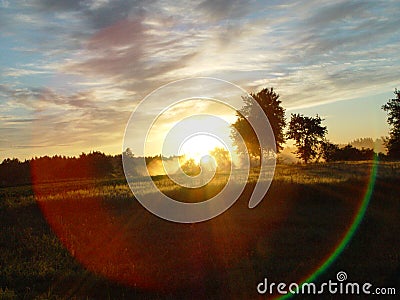 Rainbow spectrum of the rising sun Stock Photo