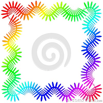 Rainbow Spikes Square Frame Border Stock Photo