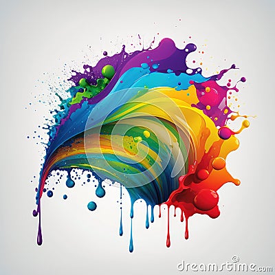 Rainbow of a splash wave of paint colors Stock Photo