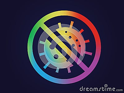 Rainbow stop virus spread warning sign flat icon symbol vector format Vector Illustration