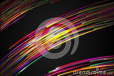 Rainbow straight Diagonal Line Glow split three section Dark Background Stock Photo