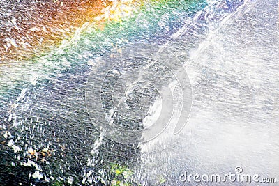 Rainbow streams of water from the fountain Stock Photo