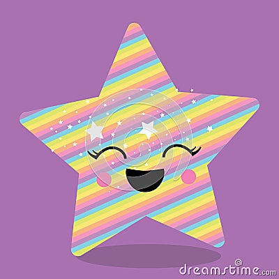 rainbow stripe star face 22 Vector Illustration