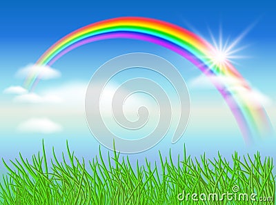 Rainbow and sun Vector Illustration