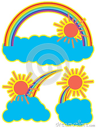 Rainbow sun cloud Vector Illustration