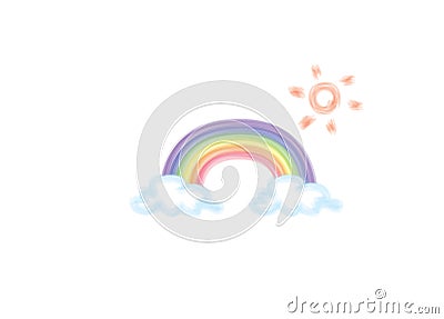 Rainbow and the sunshine Vector Illustration