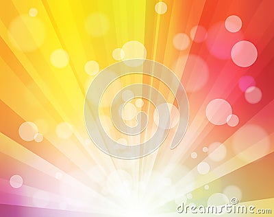 Rainbow Sunshine effect with blurred dots like bokeh bright Background for Posters, Presentations, Video, Site Headers Vector Illustration