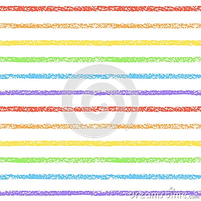 Rainbow textured chalk, pastel, crayon stripes seamless pattern Vector Illustration