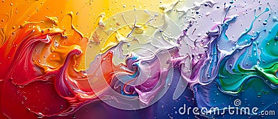 rainbow thick painting splash background Stock Photo