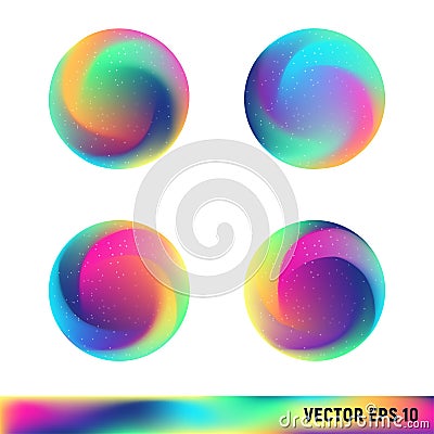 Rainbow titanium swirled spheres. Vector Illustration