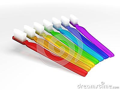 Rainbow toothbrushes Stock Photo