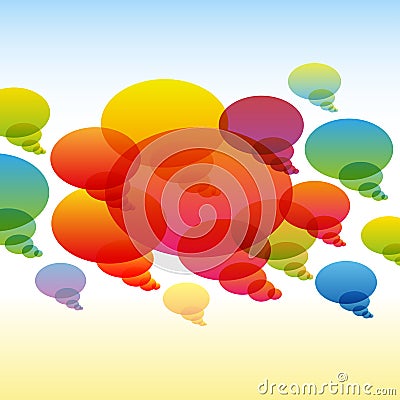 Rainbow transparent chat bubbles on colorful Vector Illustration
