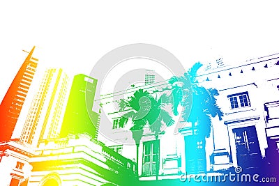 Rainbow Trendy and Modern City Life Abstract Stock Photo
