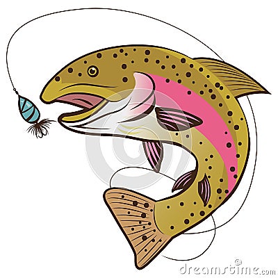 Rainbow Trout Vector Isolated On A White Background. Fish Mascot Vector Illustration. Vector Illustration