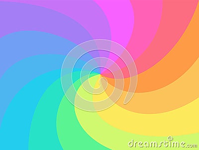 Rainbow twisted spiral background. Vector Illustration