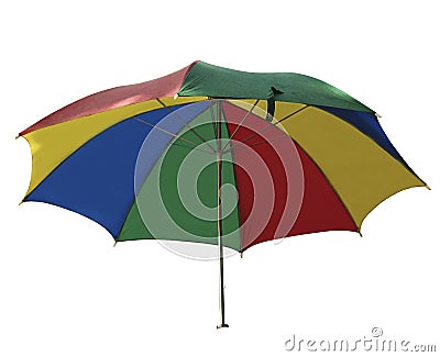 Rainbow umbrella isolated on white Stock Photo