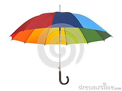 Rainbow umbrella on white Stock Photo