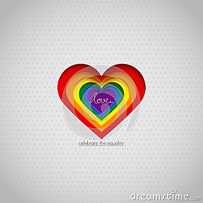 Rainbow vector heart celebrate the equality Vector Illustration