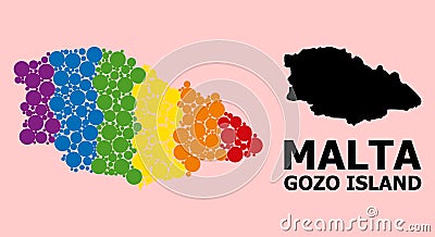 Rainbow Mosaic Map of Gozo Island for LGBT Vector Illustration