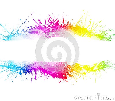 Rainbow washed watercolor splatter background Stock Photo