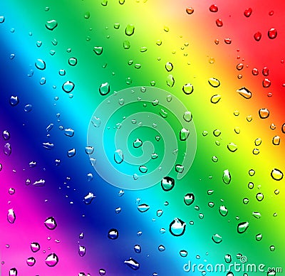 Rainbow water drops Stock Photo