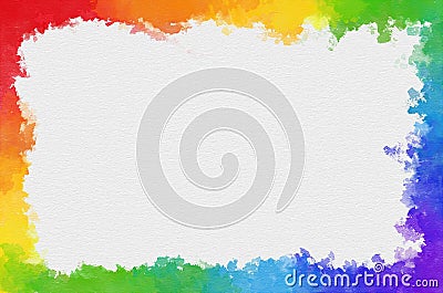 Rainbow Watercolor Border With Space For Your Text Stock Photo