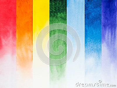 Rainbow watercolor composition in separated stripes Stock Photo