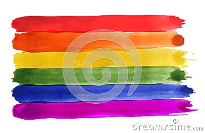 Abstract watercolor rainbow background. Gay pride LGBT flag. Vector Illustration