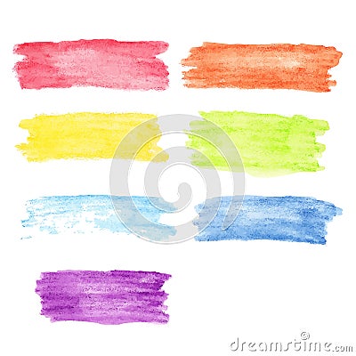 Rainbow watercolor stains set Vector Illustration