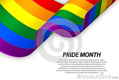 Rainbow wave flag for happy pride month background Vector Illustration