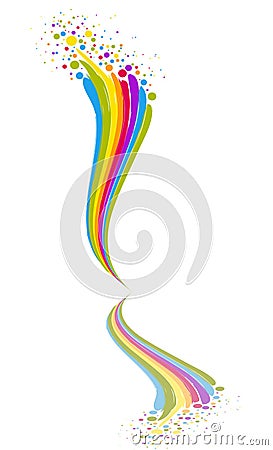 Rainbow wave and reflection Stock Photo