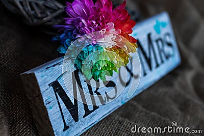 Rainbow Wedding decoration handmade Stock Photo