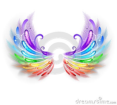 Rainbow wings on a white background Vector Illustration