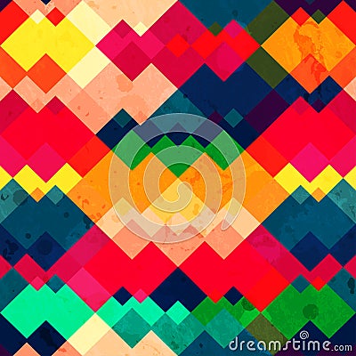 Rainbow zigzag seamless texture with grunge effect Vector Illustration