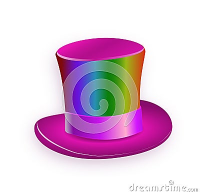 Rainbows big gentleman hat cylinder with rainbow color. Vector Illustration