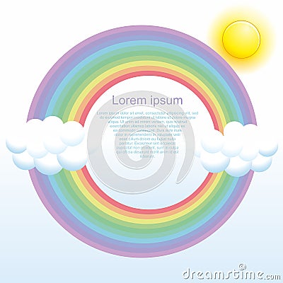 Rainbows, clouds, and sun. Design for poster, Stock Photo