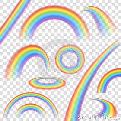 Rainbows Transparent Set Vector Illustration