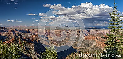 Rainclouds over a wide Grand Canyon landscape Stock Photo