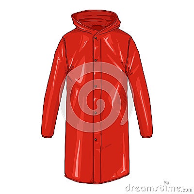 Raincoat with Butttons and Hood. Vector Cartoon Single Illustration Vector Illustration