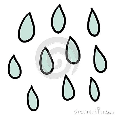 Cartoon doodle linear rain isolated Vector Illustration