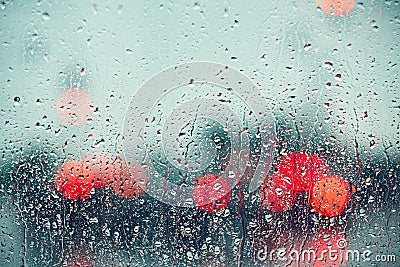 Raindrop on the window of the car Stock Photo