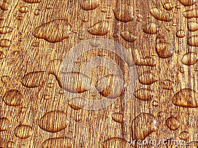 Raindrop on wood Stock Photo