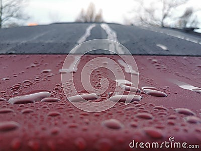 Raindrops on a car Stock Photo