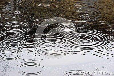 Raindrops on puddle Stock Photo