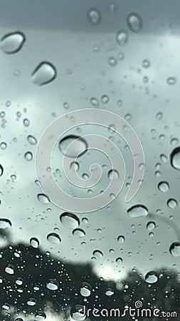 Raindrops rain drops waterdrops glass winshield Stock Photo