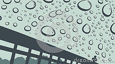 Raindrops on window pane. Moody weather and reflective surface texture. vector design Generative AI Vector Illustration