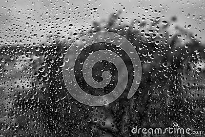 Raindrops. Window. Season. Portugal. Black and white photo. Black and white background b&w Stock Photo