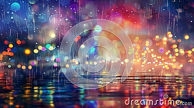 Rainfall abstraction with mesmerizing bokeh effects in background, AI Generated Stock Photo