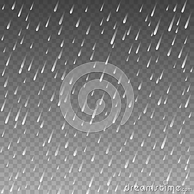 Rainfall design template on transparent grid. Rain effect vector template Vector Illustration