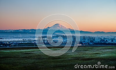 Rainier From Kent HDR Stock Photo